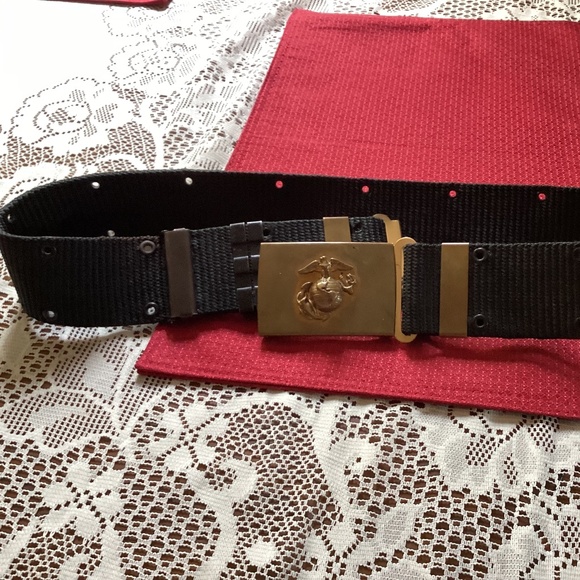 Military Marine Web belt utility belt black with brass buckle - Picture 1 of 2